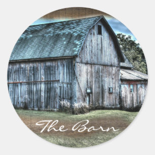 Rustic Barn Farm Truck Tractor Rooster Hen Classic Round Sticker