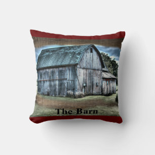 Rustic Barn Farm Truck Tractor Rooster Hen Cushion