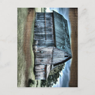Rustic Barn Farm Truck Tractor Rooster Hen  Postcard