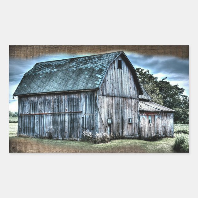 Rustic Barn Farm Truck Tractor Rooster Hen  Rectangular Sticker (Front)
