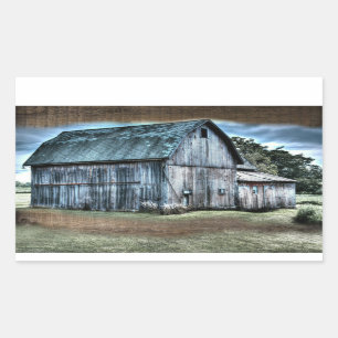 Rustic Barn Farm Truck Tractor Rooster Hen Rectangular Sticker