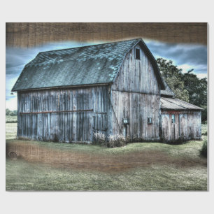 Rustic Barn Farm Truck Tractor Rooster Hen Wrapping Paper