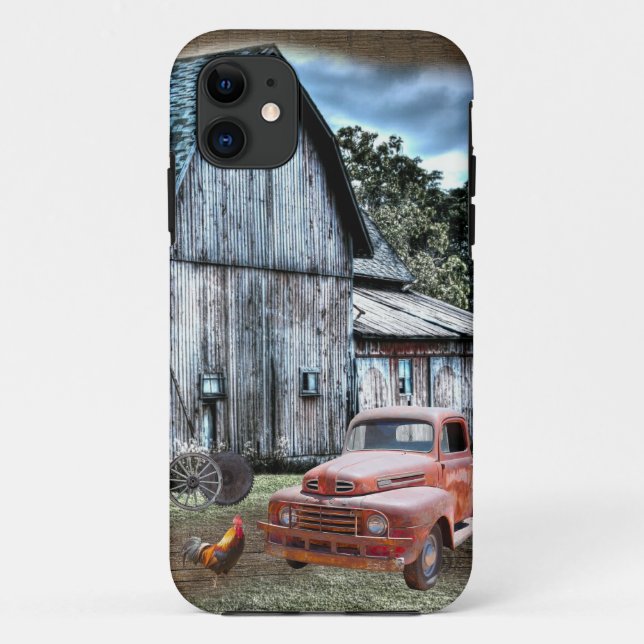 Rustic Barn Farm Truck Wagon Wheel Rooster Farm Case-Mate iPhone Case (Back)