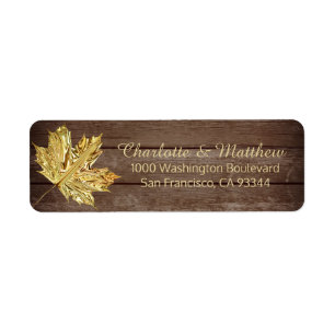 Rustic Barn Gold Leaves Wedding Return Address Label