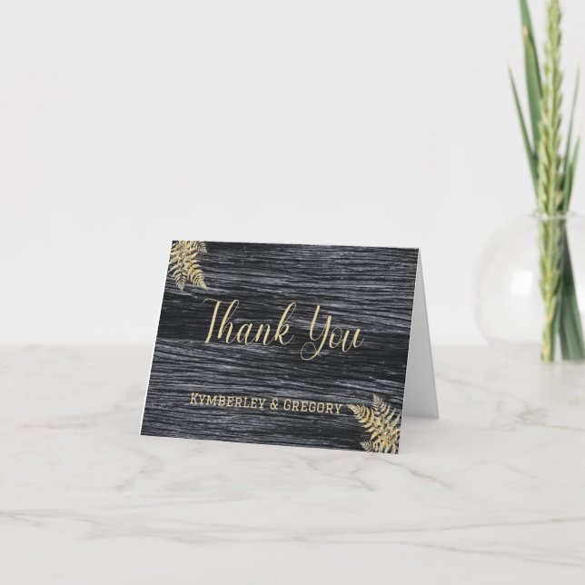 Rustic Barn Golden Moments Endless Love Wedding  Thank You Card (Front)