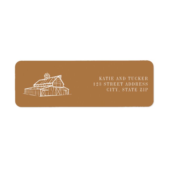 Rustic Barn Goldenrod Farm Fall Wedding  Return Address Label (Front)