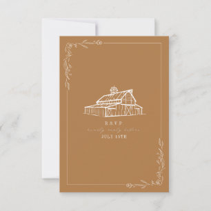 Rustic Barn Goldenrod Wedding RSVP Card