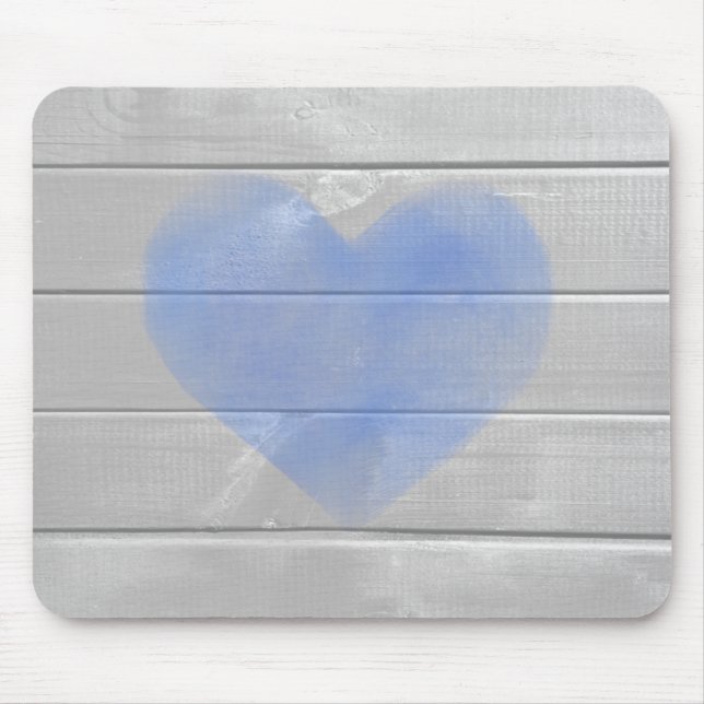 Rustic Barn Hardwood Blue Heart Mouse Pad (Front)