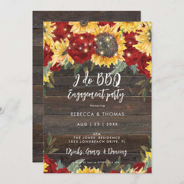 rustic barn I do BBQ couples shower invitation (Front/Back)