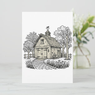 Rustic Barn In Orchard Invitation