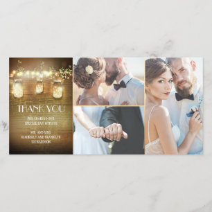 Rustic Barn Lights Mason Jar Wedding Thank You Card