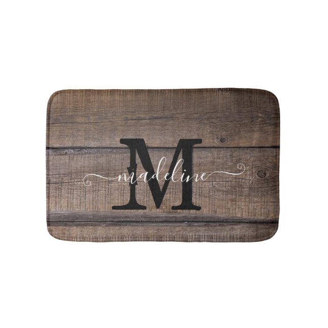 Rustic Barn Monogram Script  Bath Mat (Front)