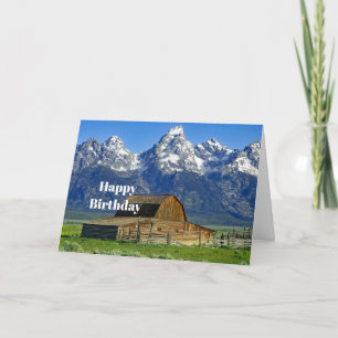 Rustic Barn Mountains Landscape Photo Birthday Card