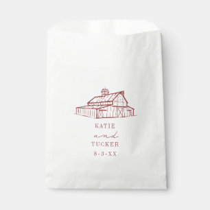 Rustic Barn Muted Red Fall Wedding Favour Bag