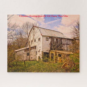 Rustic Barn Ohio. Christmas Greetings Jigsaw Puzzle