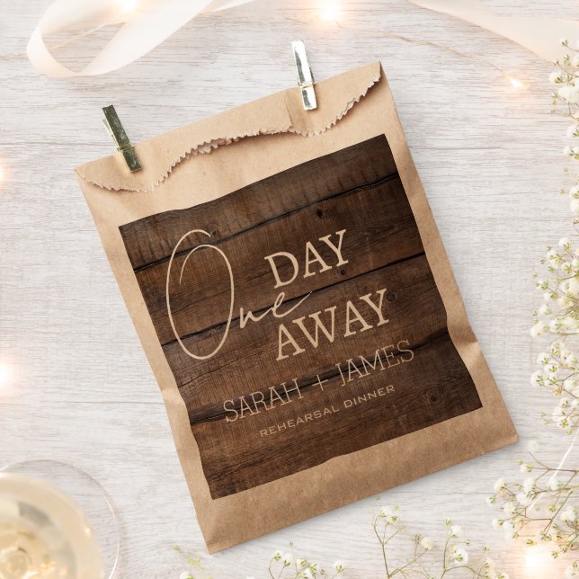 Rustic Barn One Day Away Rehearsal Dinner Wedding  Favour Bag (Clipped)