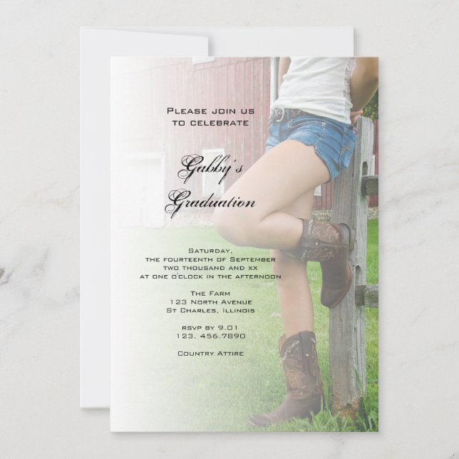 Rustic Barn Party Graduation Invitation (Front)