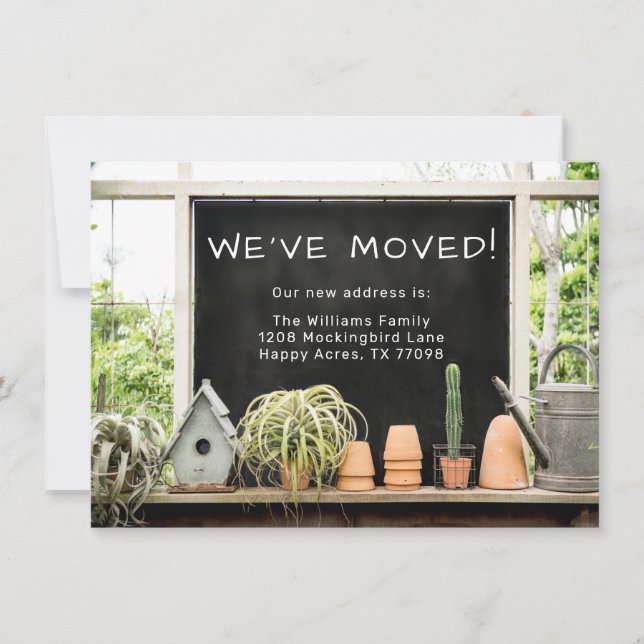 Rustic Barn Potting Shed We've Moved Announcement (Front)