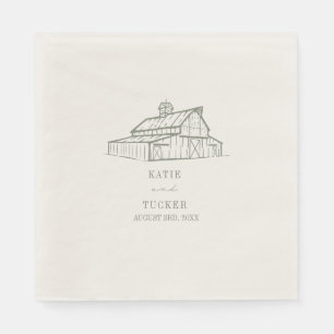 Rustic Barn Sage Green Wedding Napkin