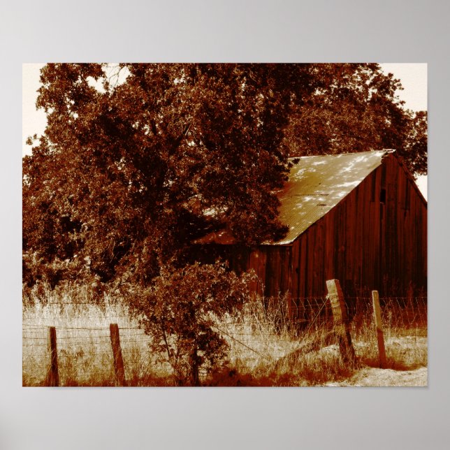 Rustic Barn, sepia Poster (Front)