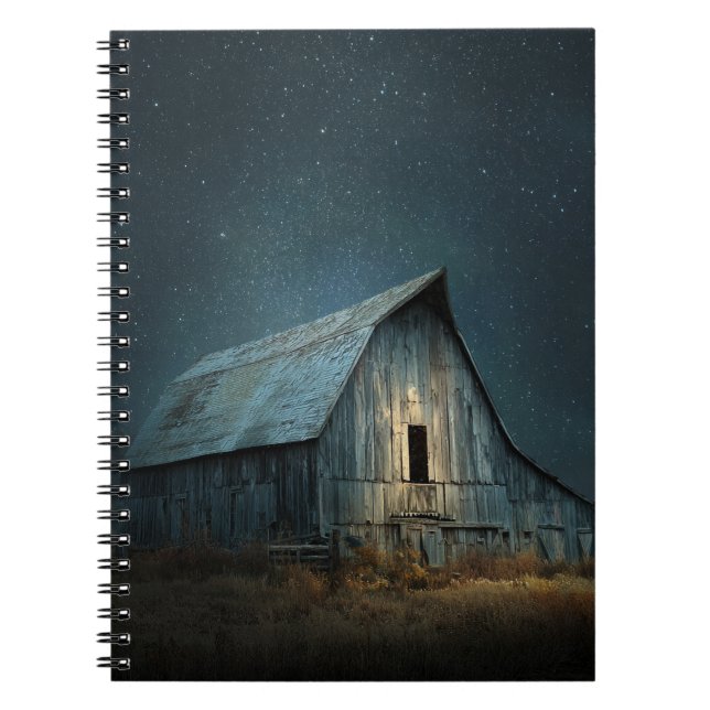 Rustic Barn Starry Night Sky Notebook (Front)