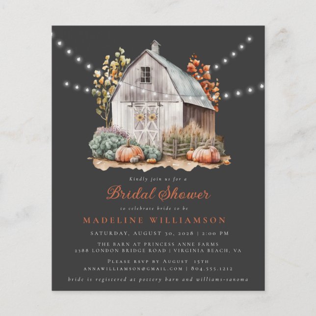 Rustic Barn String Lights Bridal Shower Invitation Flyer (Front)