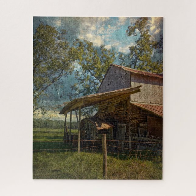 Rustic Barn Surrounded by fields under a Blue Sky. Jigsaw Puzzle (Vertical)