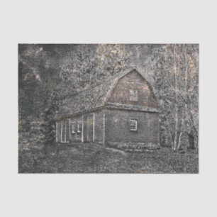 Rustic Barn Vintage Black And White Sepia Texture Tissue Paper