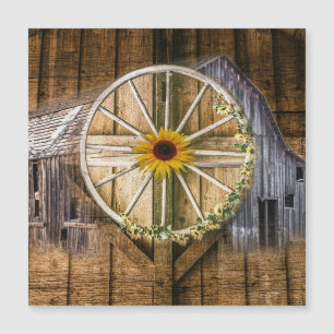Rustic Barn Wagon Wheel Sunflower