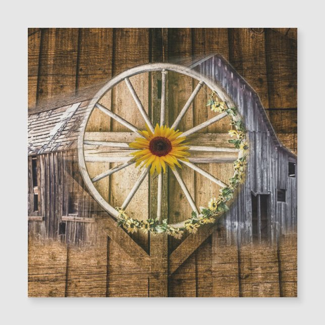 Rustic Barn Wagon Wheel Sunflower (Front)