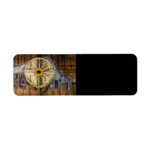 Rustic Barn Wagon Wheel Sunflower Return Address Label