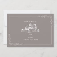 Rustic Barn Wedding Amethyst Grey Save The Date