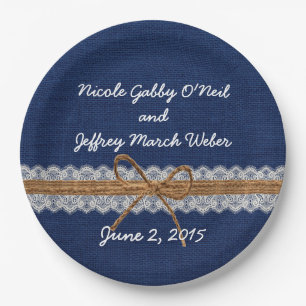 Rustic Barn Wedding Burlap Fall Wedding Paper Plate