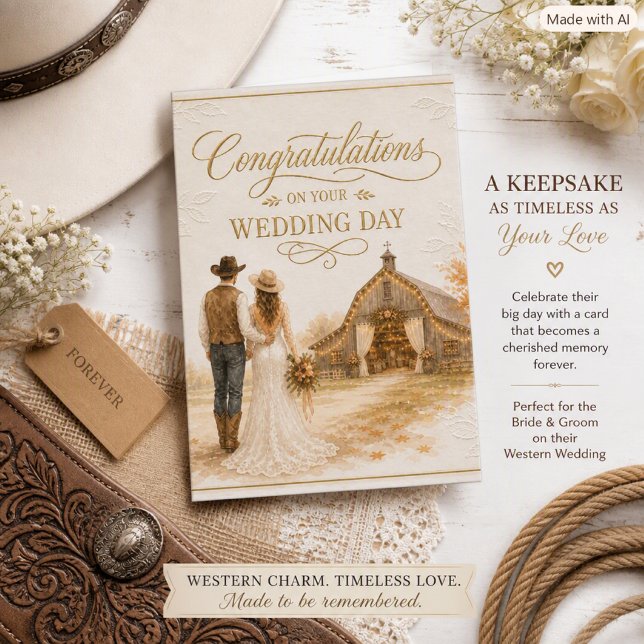 Rustic Barn Wedding Congratulations Greeting  Card (Creator Uploaded)