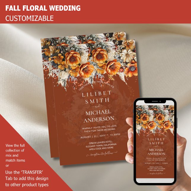 Rustic Barn Wedding | Fall Autumn Burnt Orange Invitation (Creator Uploaded)