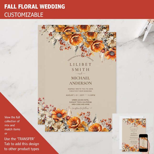 Rustic Barn Wedding | Fall Autumn Burnt Orange Invitation (Creator Uploaded)