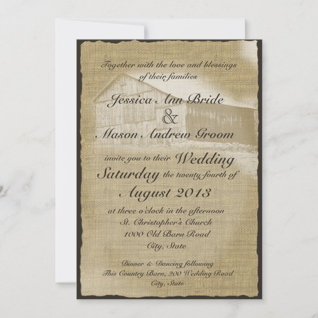 Rustic Barn Wedding Invitation (Front)
