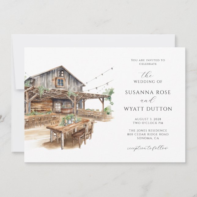 Rustic Barn Wedding Invitation (Front)
