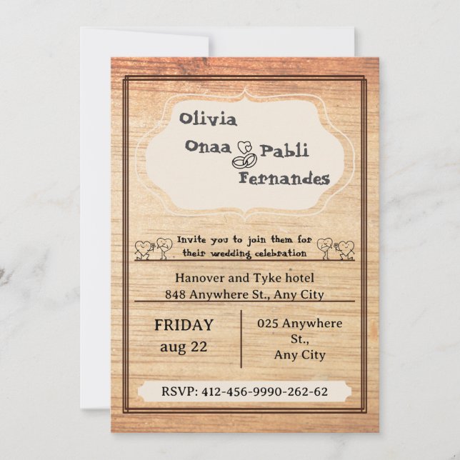 Rustic Barn Wedding Invitation Template (Front)