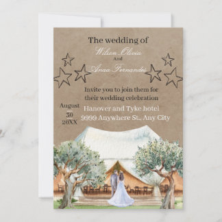 Rustic Barn Wedding Invitation Template | Watercol