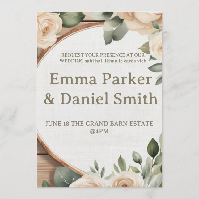 Rustic Barn Wedding Invitation with String Lights  (Front)