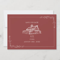 Rustic Barn Wedding Muted Red Save The Date