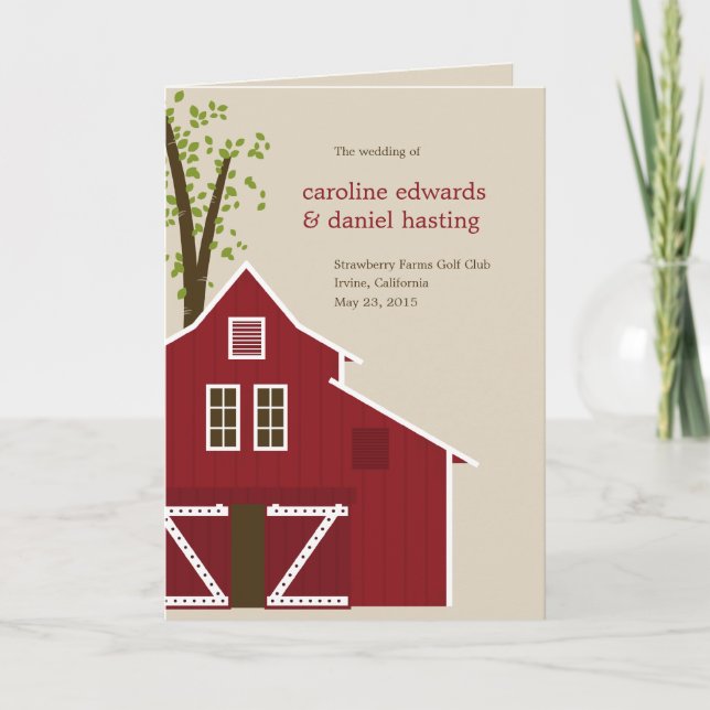 Rustic Barn Wedding Program Card (Front)