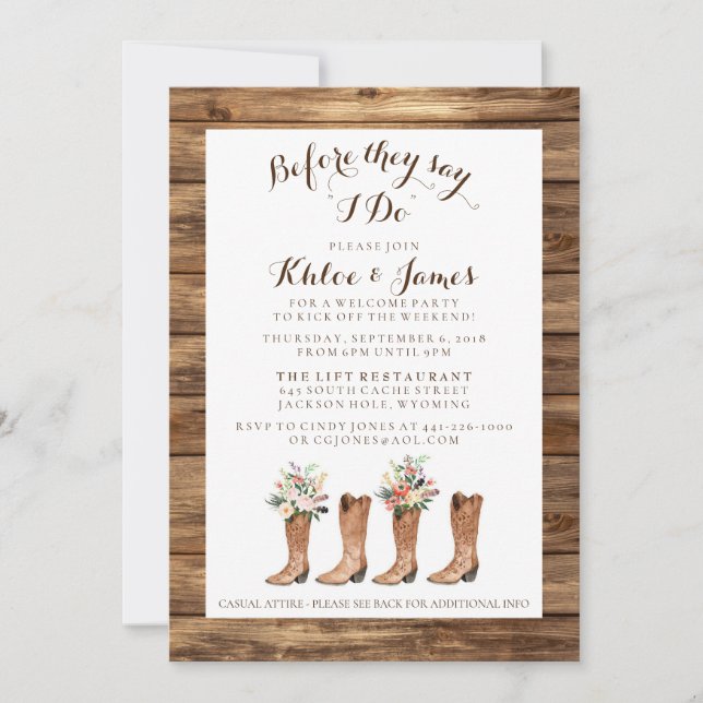 Rustic Barn Wedding Rehearsal Dinner Invite (Front)