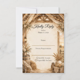 Rustic Barn Wedding RSVP Card
