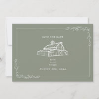 Rustic Barn Wedding Sage Green Save The Date