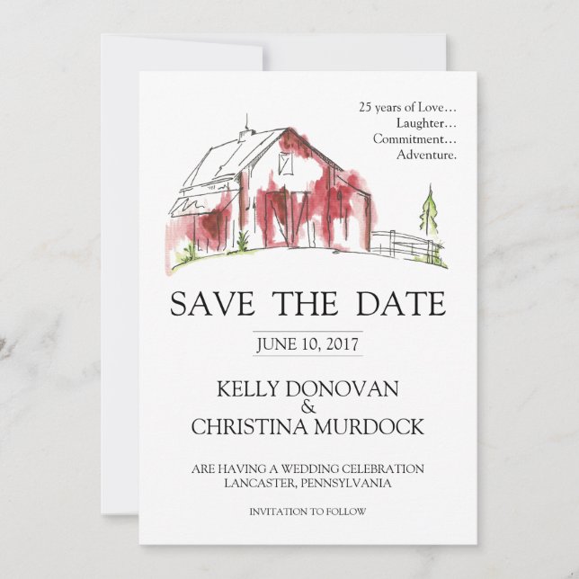 Rustic Barn Wedding Save the Date (Front)