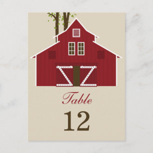 Rustic Barn Wedding Table Number Card