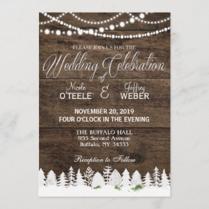 Rustic Barn Wedding Wood Winter Christmas Invitation