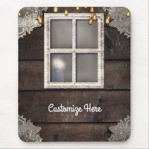 Rustic Barn Window & Lights Rustic Country Custom Mouse Pad